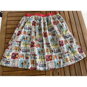 Cath Kidston Stop Thief Cops Bank Robber Skirt S Cotton Comic Book Novelty Print